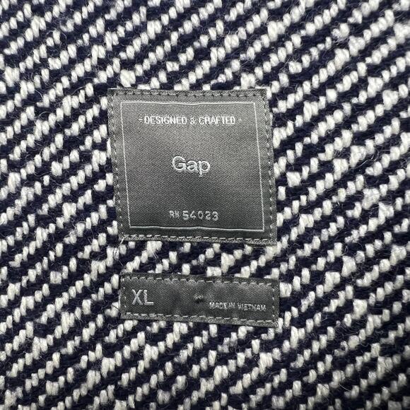 Gap Crop Moto Heavy Wool Twill Women's Jacket Navy & White Size XL - Picture 3 of 13